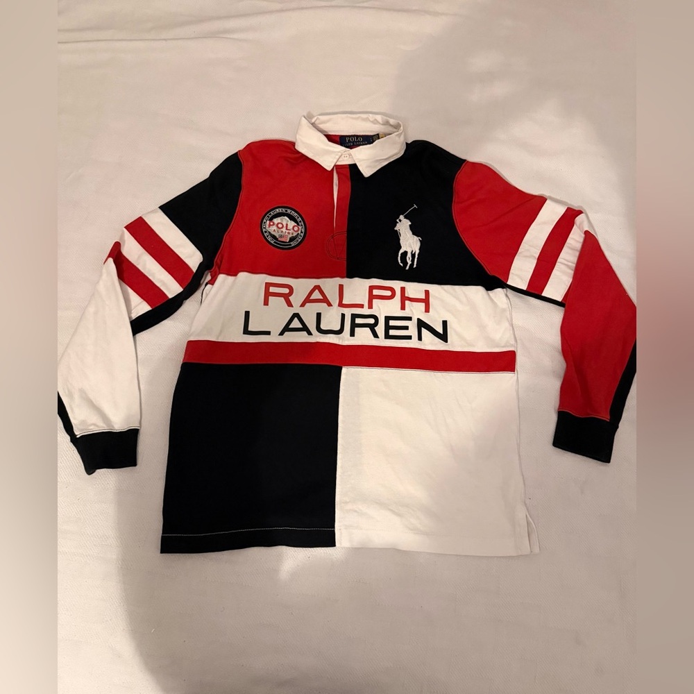 Ralph Lauren Red, Black, and White Rugby Shirt